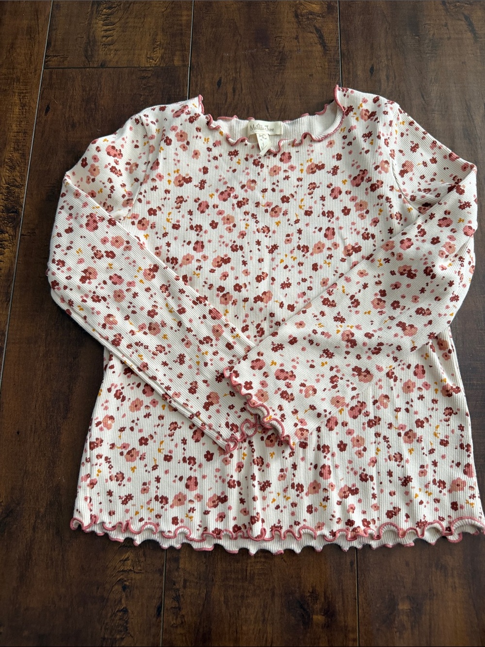 Matilda Jane Pink and Yellow Floral Ribbed Long-Sleeve Top